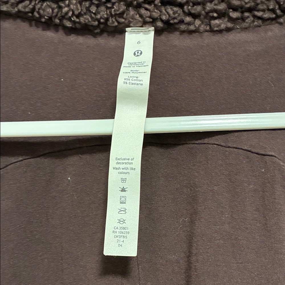lululemon Dark Brown Sherpa Jacket - Picture 2 of 4